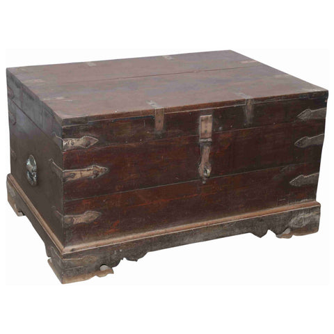 Antique Natural Waxed Finish Cash Box Trunk