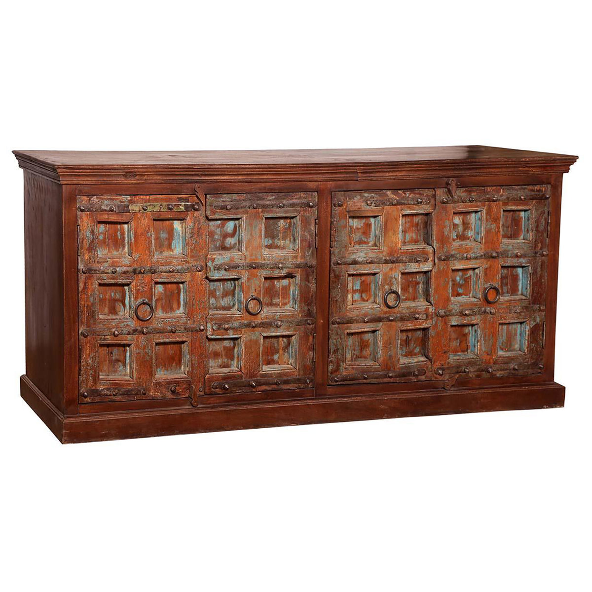 Antique Stained Sealed and Waxed Finish Door Sideboard