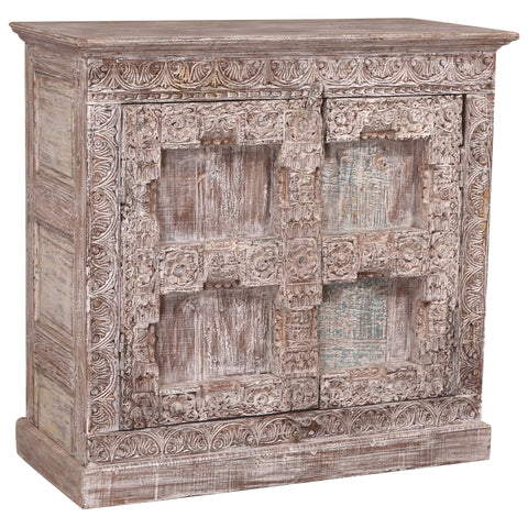 Antique Distressed Painted Sealed Finish Wood Sideboard