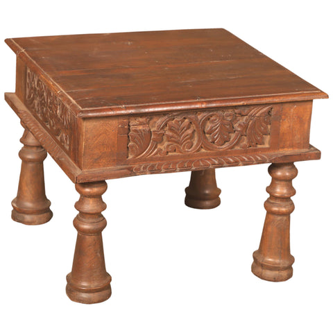 Handcarved Natural Sealed and Waxed Finish Coffee Table