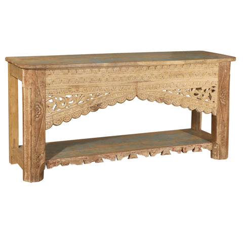 Wood Antique Bleached Finish Console Table