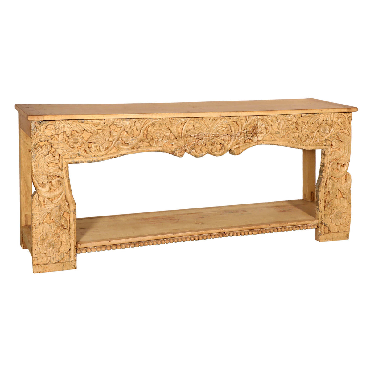 Wood Antique Bleached Finish Console Table