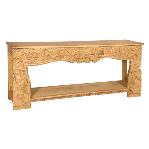 Wood Antique Bleached Finish Console Table