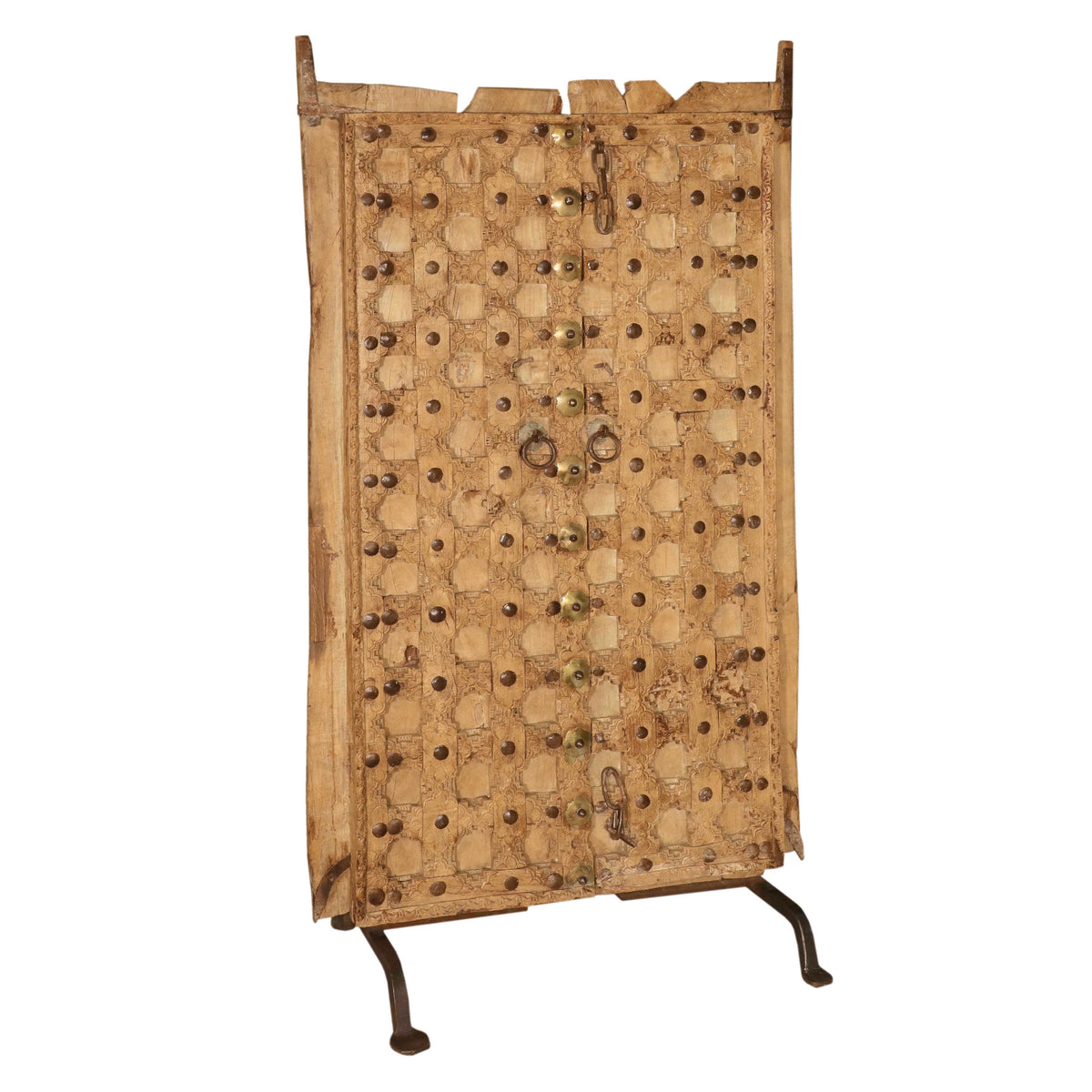 Wood Bleached Natural Finish Door With Iron Stand