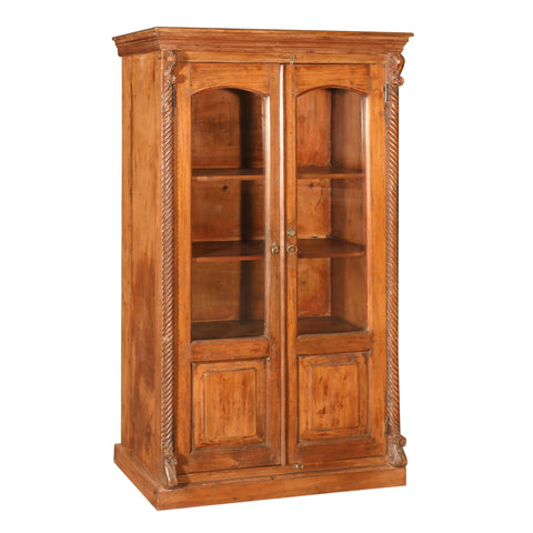 Antique Natural Colonial Vitrine