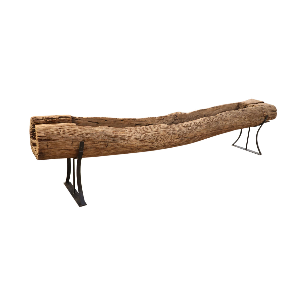 Antique Natural Trough On Iron Stand