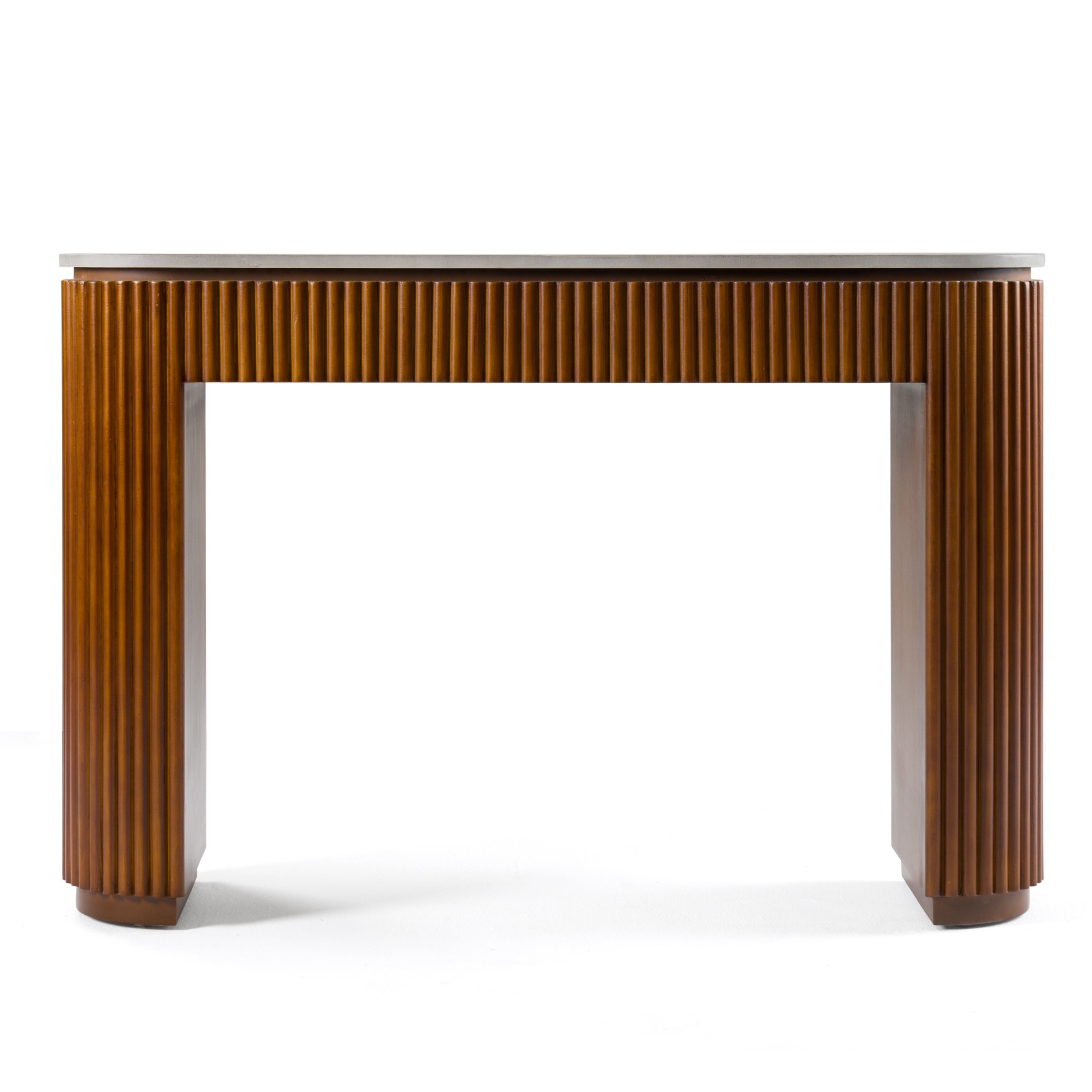 Modrest Duncan Modern Faux Concrete & Walnut Console Table Model VGMC-GF-1A024