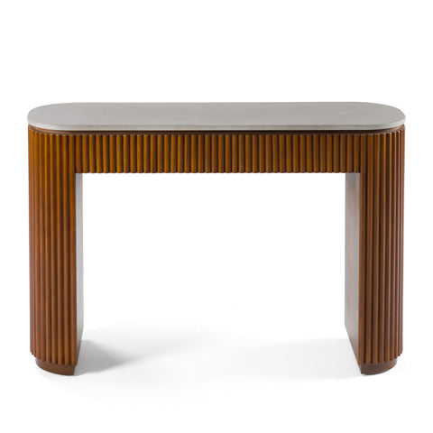 Modrest Duncan Modern Faux Concrete & Walnut Console Table Model VGMC-GF-1A024