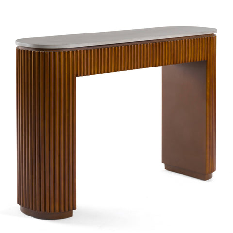 Modrest Duncan Modern Faux Concrete & Walnut Console Table Model VGMC-GF-1A024