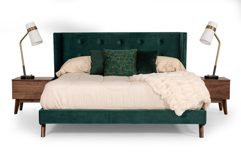 Nova Domus Durango Modern Green Fabric & Walnut Bed Model VGMABR-83