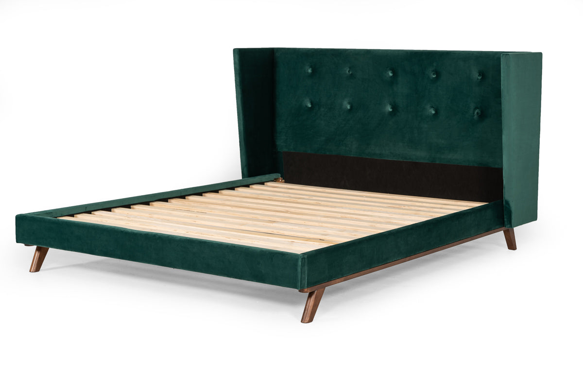 Nova Domus Durango Modern Green Fabric & Walnut Bed Model VGMABR-83