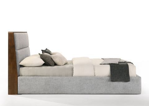 Modrest Dustin Modern Grey Fabric & Walnut Trimmed Bedroom Set Model VGMABR-99-BED-SET