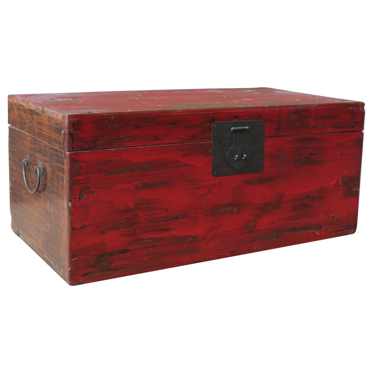Old Original Painted And Lacquered Finish Chinese Trunk