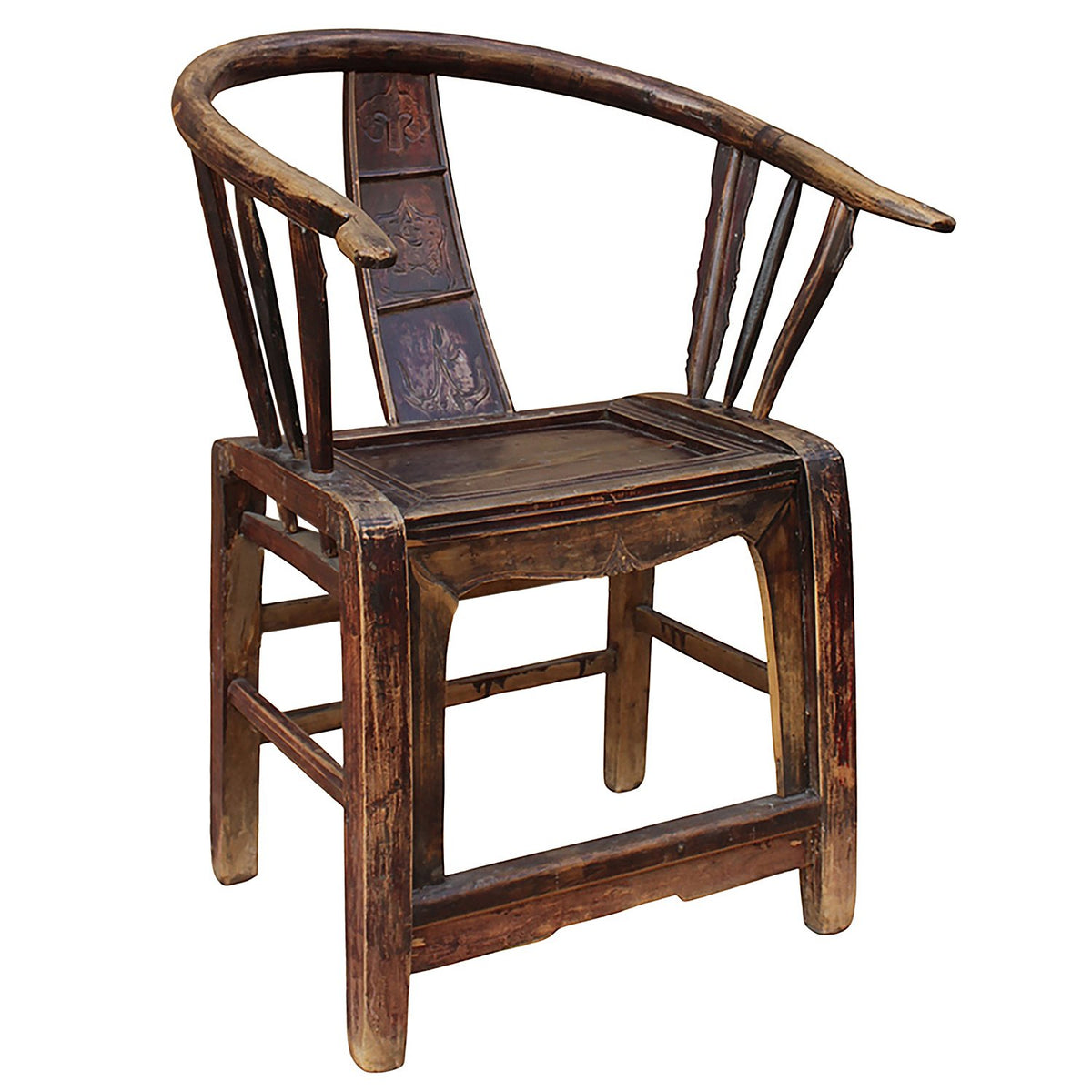 Antique Distressed Painted Finish Chinese Chair