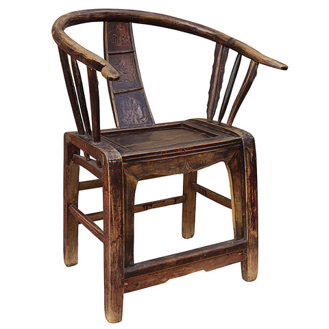Antique Distressed Painted Finish Chinese Chair
