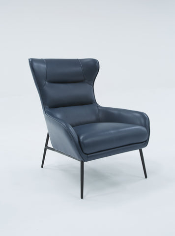 Divani Casa Susan Modern Blue Leatherette Lounge Chair Model VGBNEC-084-BLU