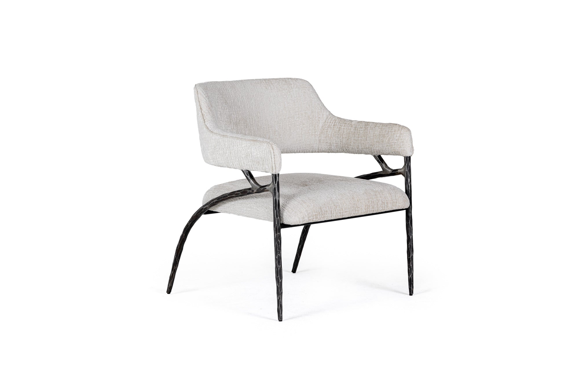 Modrest Ector Modern Off White Fabric & Forged Metal Accent Chair Model VGMY-2915-OFF