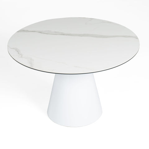 Modrest Edith Modern Round White Ceramic Dining Table Model VGNSGD8744-W-DT