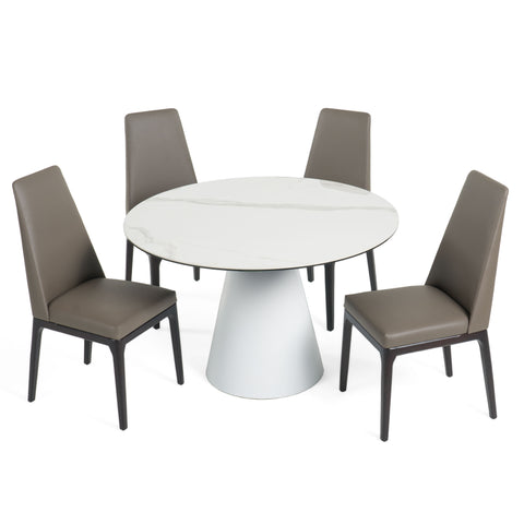 Modrest Edith Modern Round White Ceramic Dining Table Model VGNSGD8744-W-DT
