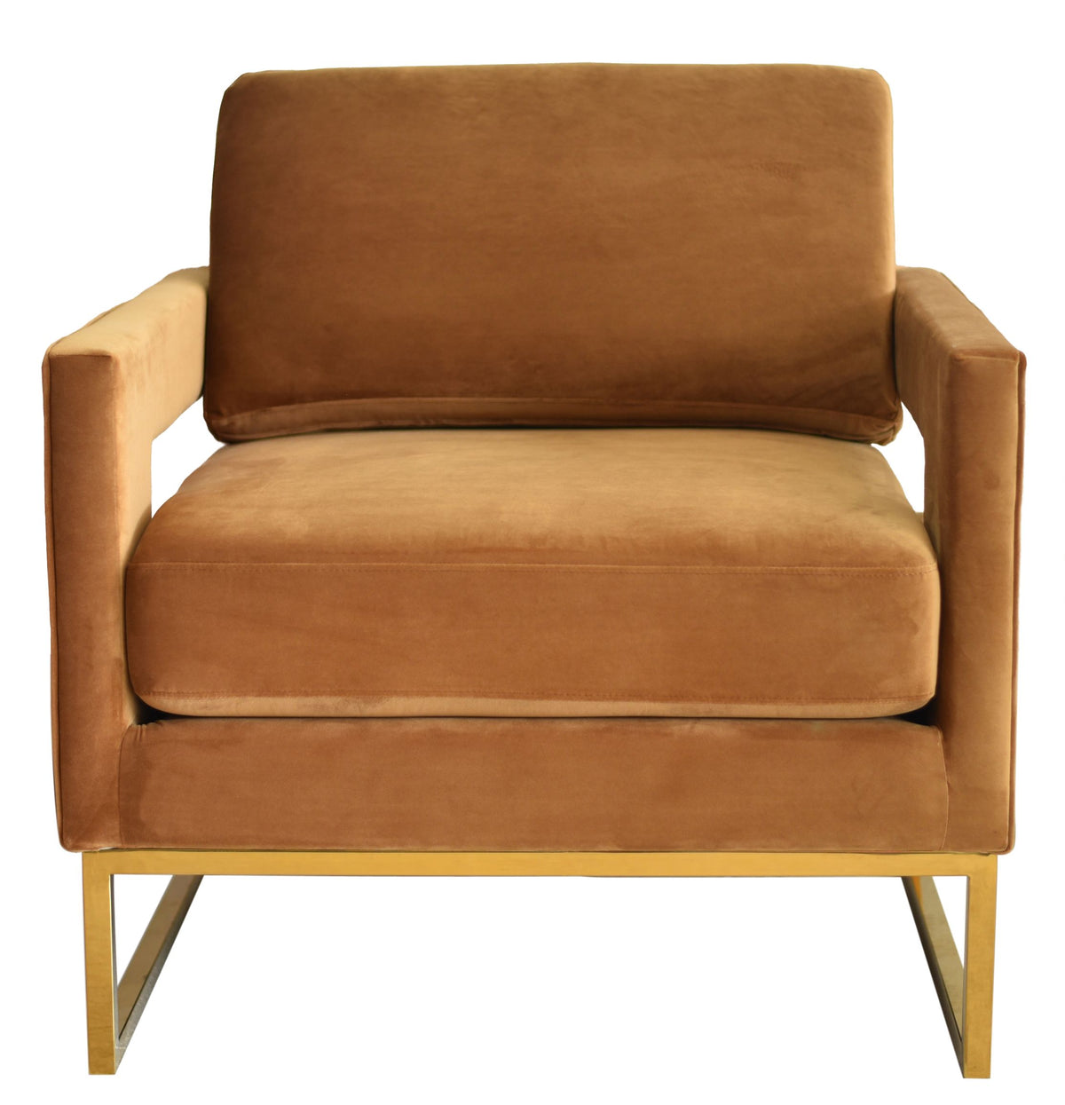 Modrest Edna Camel Velvet & Gold Accent Chair Model VGRHRHS-AC-201-BRN-CH