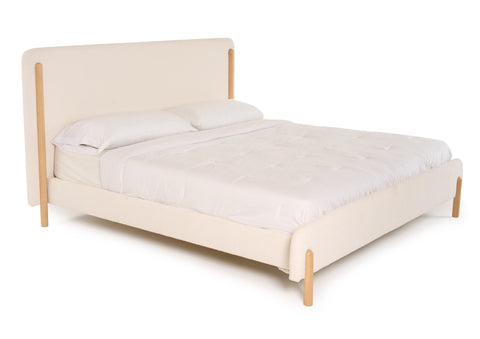 Modrest Electra Modern Ivory Fabric & Rubberwood Bed Model VGHM-F4091-1-BED