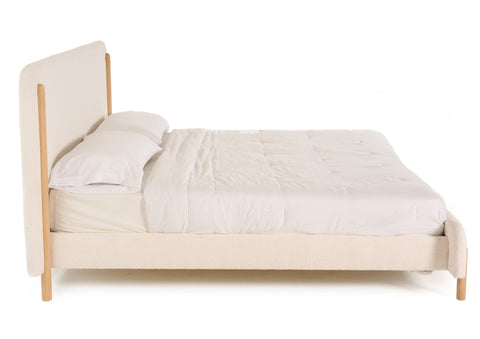 Modrest Electra Modern Ivory Fabric & Rubberwood Bed Model VGHM-F4091-1-BED