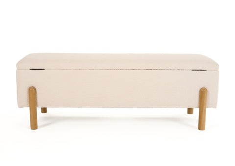 Modrest Electra Modern Ivory Fabric & Rubberwood Bench With Storage Model VGHM-F3030-IVY