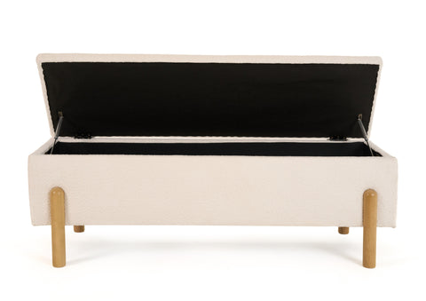 Modrest Electra Modern Ivory Fabric & Rubberwood Bench With Storage Model VGHM-F3030-IVY