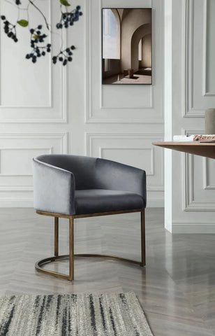Modrest Elisa - Modern Grey Velvet & Brass Dining Chair