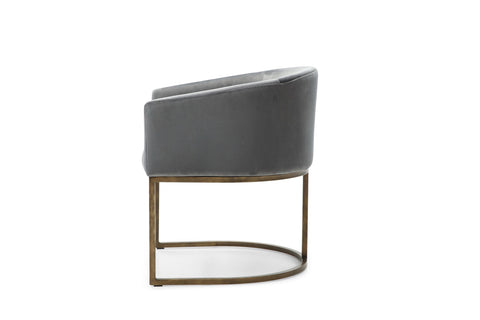 Modrest Elisa Modern Grey Velvet & Brass Dining Chair Model VGVCB8369-GRY-DC