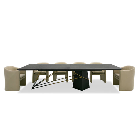 Modrest Elkhorn Glam Black Ash & Stainless Steel 126" Dining Table Model VGGMDT-1599