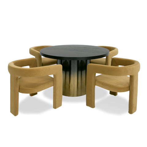 Modrest Elmira Glam Black Ash & Gradient Stainless Steel Round Dining Table Model VGGMDT-1658A