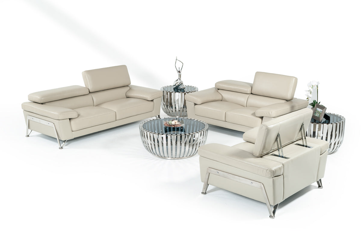 Divani Casa Encore Modern Grey Leather Chair Model VG2T0724-CHR-GRY