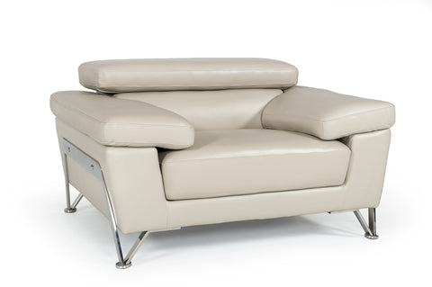 Divani Casa Encore Modern Grey Leather Chair Model VG2T0724-CHR-GRY