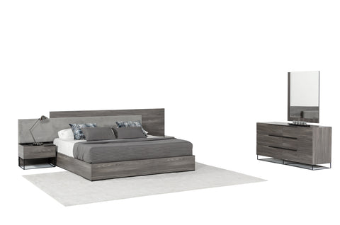 Nova Domus Enzo Italian Modern Grey Oak & Fabric Bedroom Set Model VGACENZO-SET