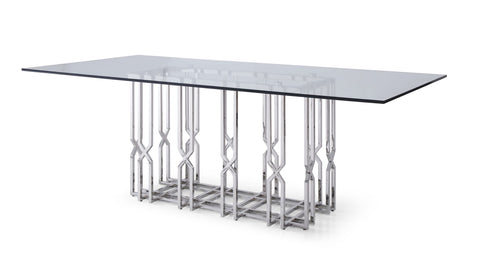 Modrest Ericson Modern Glass & Stainless Steel Dining Table Model VGVCT1980-22-GRY-DT