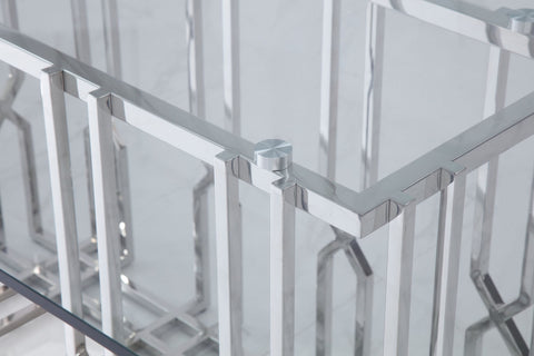 Modrest Ericson Modern Glass & Stainless Steel Dining Table Model VGVCT1980-22-GRY-DT