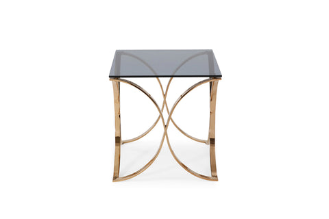 Modrest Reklaw Modern Smoked Glass & Rosegold End Table Model VGVCET836