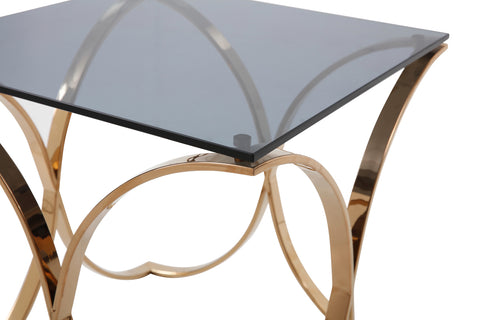 Modrest Reklaw Modern Smoked Glass & Rosegold End Table Model VGVCET836