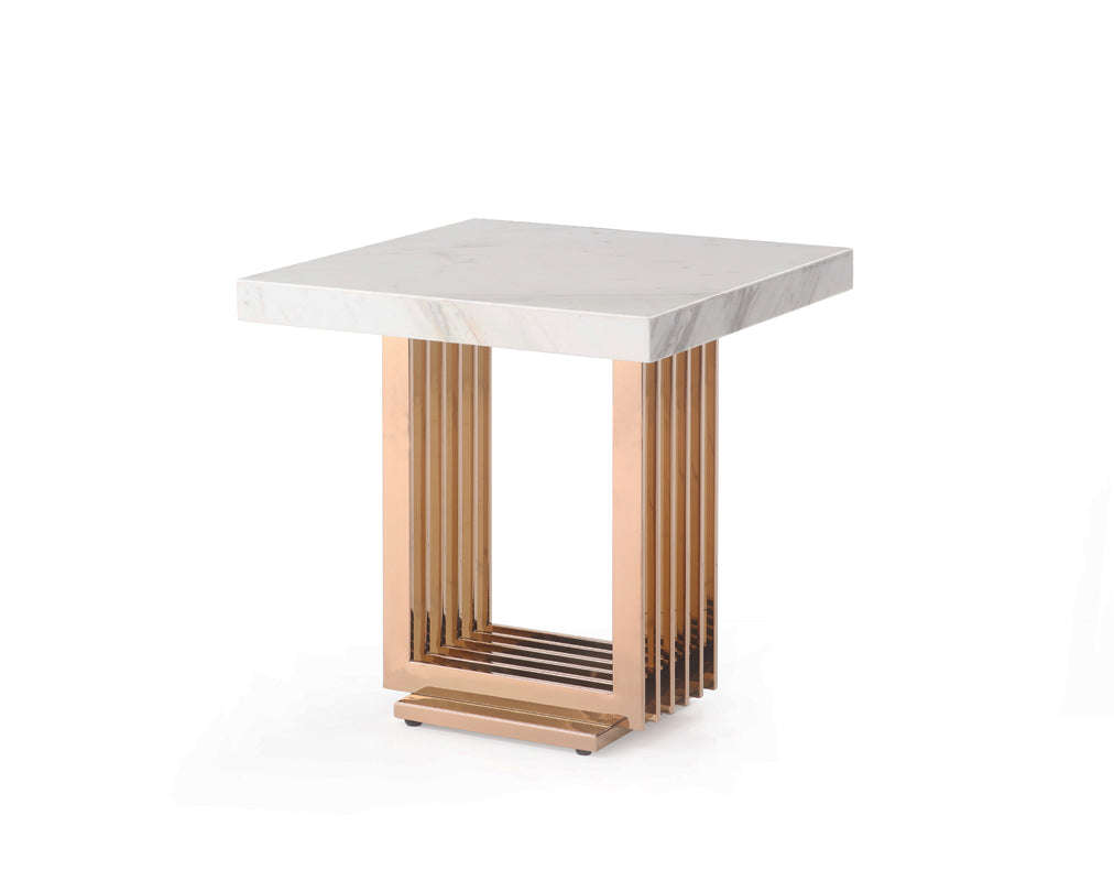 Modrest Kingsley Modern Marble & Rosegold End Table Model VGVCET8933