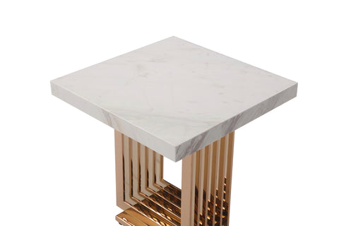 Modrest Kingsley Modern Marble & Rosegold End Table Model VGVCET8933