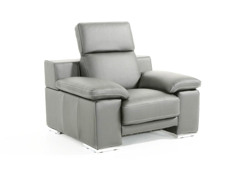 Lamod Italia Evergreen Modern Stone Grey Italian Leather Chair Model VGNT-EVERGREEN-SGRY-CH