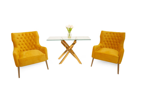 Modrest Everly Contemporary Velvet Yellow Accent Chair Model VGRHRHS-AC-741-CH