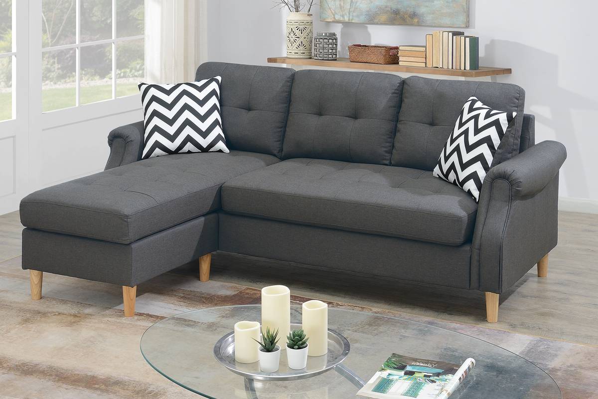 Reversible Sectional with 2 Accent Pillow Model F6459 By Poundex Furniture