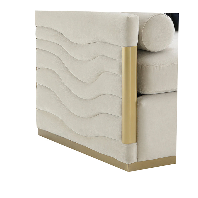 Divani Casa Tenaya Modern Beige Fabric & Gold Loveseat Sofa Model VGHKF3073-40-STN