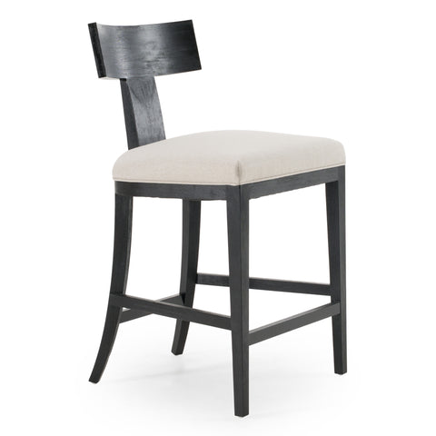 Modrest Fabien Mid Century Modern Beige Linen & Black Walnut Counter Chair Model VGRH-RHS-CZHT01-BLK