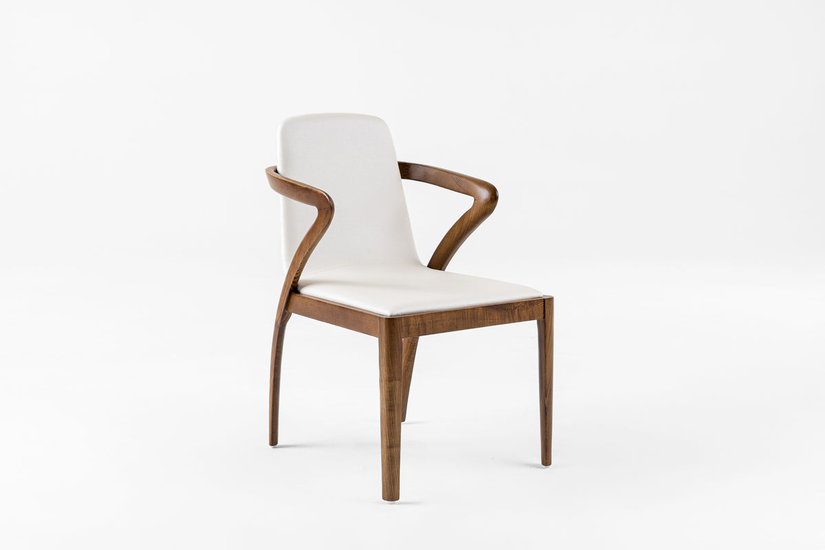 Modrest Falcon Mid Century Walnut And Cream Dining Chair Model VGCSCH-13068