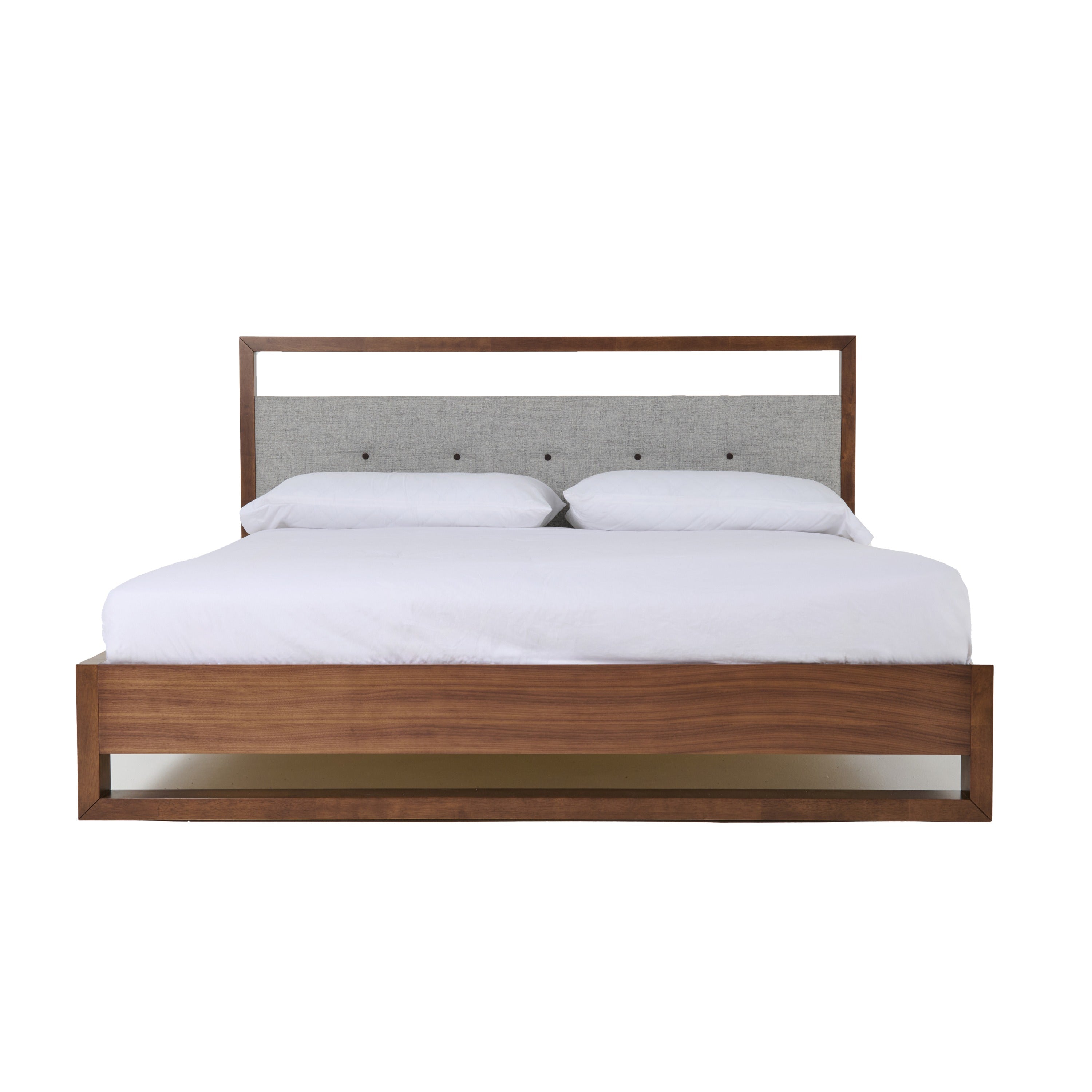California King Nova Domus Falcor Modern Grey Fabric & Walnut Veneer Bed Model VGMABR-107-BED-CK