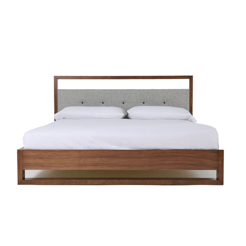 California King Nova Domus Falcor Modern Grey Fabric & Walnut Veneer Bed Model VGMABR-107-BED-CK