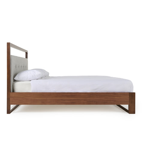 California King Nova Domus Falcor Modern Grey Fabric & Walnut Veneer Bed Model VGMABR-107-BED-CK